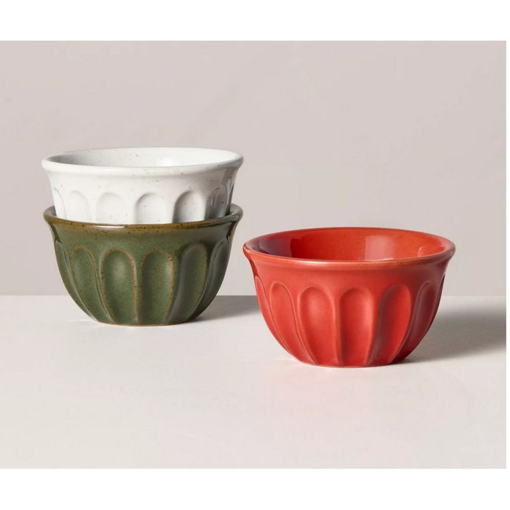 Hearth & Hand Magnolia Mini‎ Bowl Set 3 Christmas Nut Ice Cream Condiments Dips